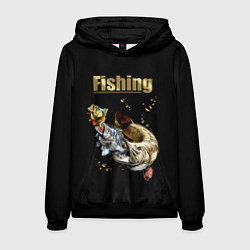Толстовка-худи мужская Gold Fishing, цвет: 3D-черный