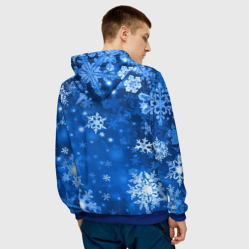 Мужская толстовка Новогодний Пикачу в полете / 3D-Синий – фото 4