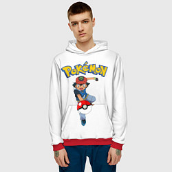 Толстовка-худи мужская Pokemon: Ash Ketchum, цвет: 3D-красный — фото 2