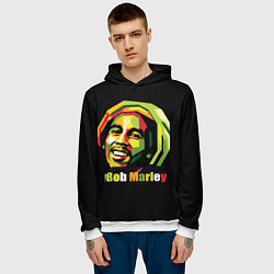 Толстовка-худи мужская Bob Marley Smile, цвет: 3D-белый — фото 2