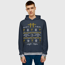 Толстовка-худи мужская Новогодний свитер Чужой, цвет: 3D-меланж — фото 2