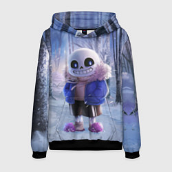 Толстовка-худи мужская Winter forest & Sans, цвет: 3D-черный
