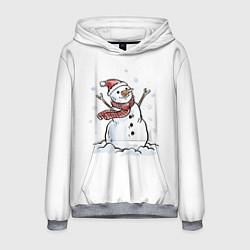 Толстовка-худи мужская Снеговик, цвет: 3D-меланж