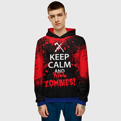 Толстовка-худи мужская Keep Calm & Kill Zombies, цвет: 3D-синий — фото 2