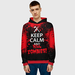 Толстовка-худи мужская Keep Calm & Kill Zombies, цвет: 3D-красный — фото 2