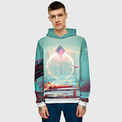 Толстовка-худи мужская No Mans Sky, цвет: 3D-белый — фото 2
