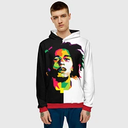 Толстовка-худи мужская Bob Marley: Colors, цвет: 3D-красный — фото 2