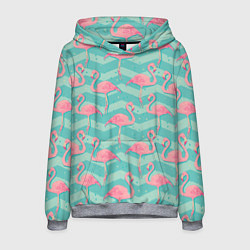 Толстовка-худи мужская Flamingo Pattern, цвет: 3D-меланж