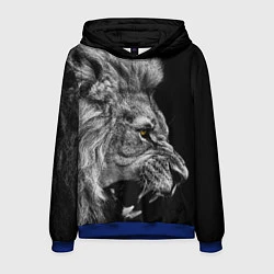 Толстовка-худи мужская Оскал льва, цвет: 3D-синий