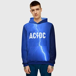 Толстовка-худи мужская AC/DC: Lightning, цвет: 3D-синий — фото 2