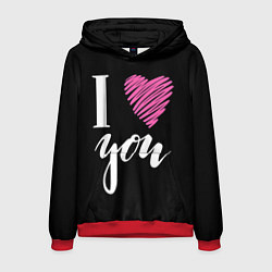 Толстовка-худи мужская I love you, цвет: 3D-красный