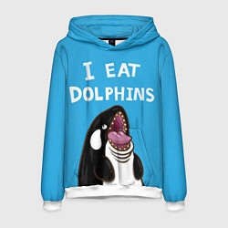 Толстовка-худи мужская I eat dolphins, цвет: 3D-белый