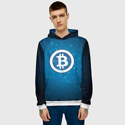 Толстовка-худи мужская Bitcoin Blue, цвет: 3D-белый — фото 2