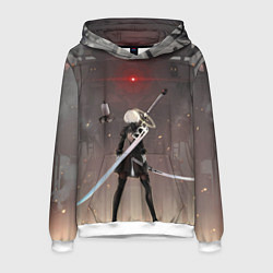 Толстовка-худи мужская Мечница 2B: Nier, цвет: 3D-белый
