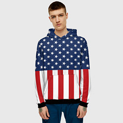 Толстовка-худи мужская Флаг США, цвет: 3D-черный — фото 2