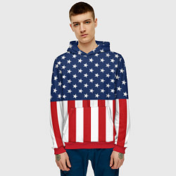 Толстовка-худи мужская Флаг США цвета 3D-красный — фото 2