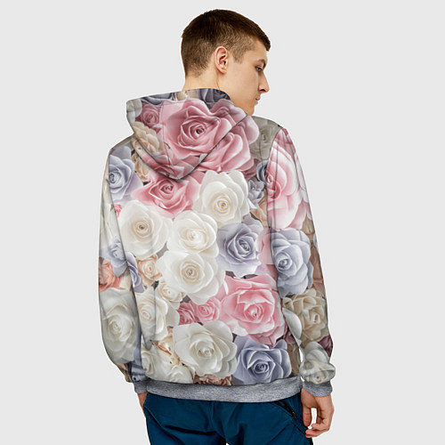 Мужская толстовка Букет из роз / 3D-Меланж – фото 4