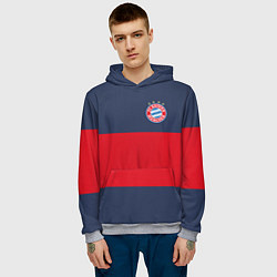 Толстовка-худи мужская Bayern Munchen - Red-Blue FCB 2022 NEW, цвет: 3D-меланж — фото 2