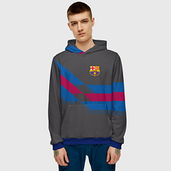 Толстовка-худи мужская Barcelona FC: Dark style, цвет: 3D-синий — фото 2