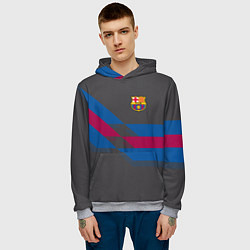 Толстовка-худи мужская Barcelona FC: Dark style, цвет: 3D-меланж — фото 2