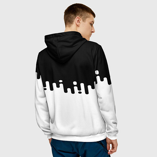 Мужская толстовка Чёрно-белый узор / 3D-Белый – фото 4