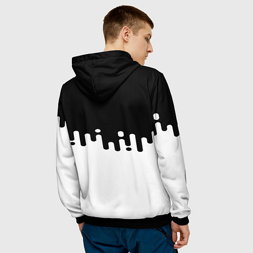 Мужская толстовка Чёрно-белый узор / 3D-Черный – фото 4