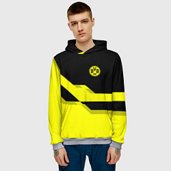 Толстовка-худи мужская BVB FC: Yellow style, цвет: 3D-меланж — фото 2