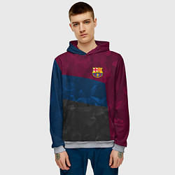 Толстовка-худи мужская FC Barcelona: Dark polygons, цвет: 3D-меланж — фото 2