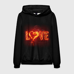 Толстовка-худи мужская Love & Flame, цвет: 3D-черный