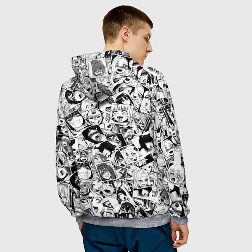 Мужская толстовка Ahegao: Black & White / 3D-Меланж – фото 4