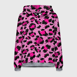 Толстовка-худи мужская Розовый леопард, цвет: 3D-меланж