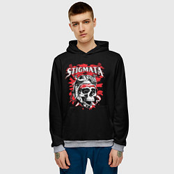 Толстовка-худи мужская Stigmata Skull цвета 3D-меланж — фото 2