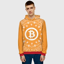 Толстовка-худи мужская Bitcoin Mandala, цвет: 3D-красный — фото 2