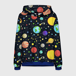 Толстовка-худи мужская Солнечная система, цвет: 3D-синий