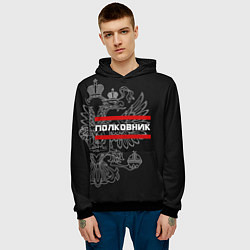 Толстовка-худи мужская Полковник: герб РФ, цвет: 3D-черный — фото 2