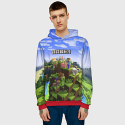 Толстовка-худи мужская Майнкрафт: Павел, цвет: 3D-красный — фото 2