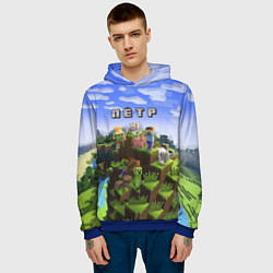 Толстовка-худи мужская Майнкрафт: Пётр, цвет: 3D-синий — фото 2