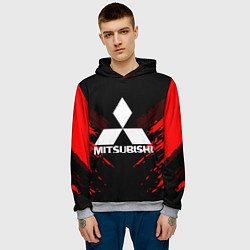 Толстовка-худи мужская Mitsubishi: Red Anger, цвет: 3D-меланж — фото 2