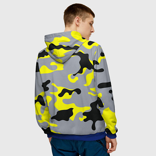 Мужская толстовка Yellow & Grey Camouflage / 3D-Синий – фото 4