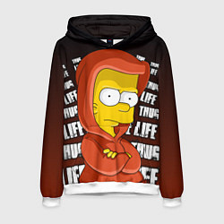 Толстовка-худи мужская Bart: Thug Life, цвет: 3D-белый