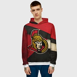 Толстовка-худи мужская HC Ottawa Senators: Old Style, цвет: 3D-белый — фото 2