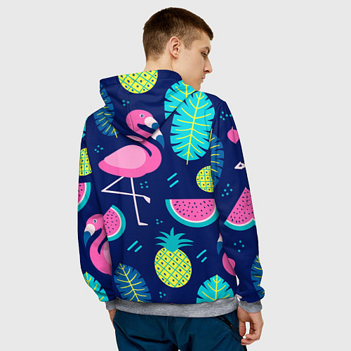 Мужская толстовка Фруктовый фламинго / 3D-Меланж – фото 4