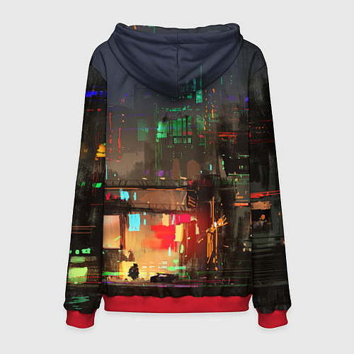Мужская толстовка Cyberpunk 2077: Night City / 3D-Красный – фото 2