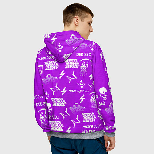 Мужская толстовка Watch Dogs 2: Violet Pattern / 3D-Меланж – фото 4