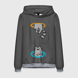 Толстовка-худи мужская Кот в Портале, цвет: 3D-меланж