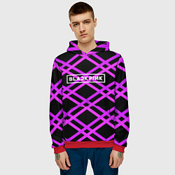 Толстовка-худи мужская Black Pink: Neon Lines, цвет: 3D-красный — фото 2