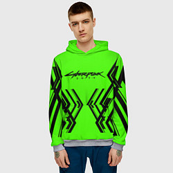 Толстовка-худи мужская Cyberpunk 2077: Acid Green, цвет: 3D-меланж — фото 2