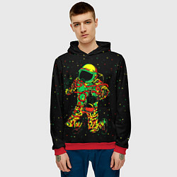 Толстовка-худи мужская Космонавт с кальяном цвета 3D-красный — фото 2