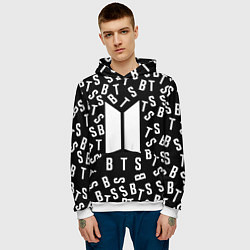 Толстовка-худи мужская BTS: Black Style, цвет: 3D-белый — фото 2