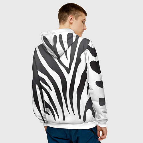 Мужская толстовка Африканская зебра / 3D-Белый – фото 4